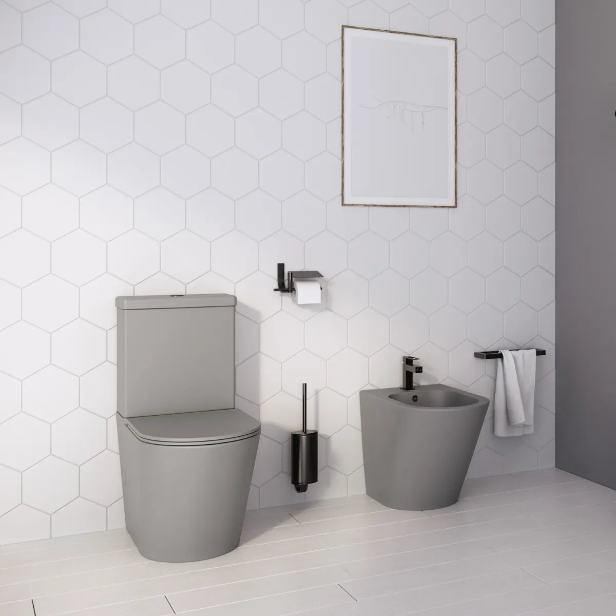 Inodoro tanque bajo gris mate Venecia - Thebath