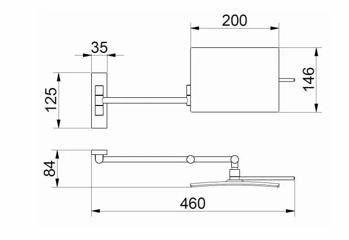 Miroir carré extensible grossissant 3x