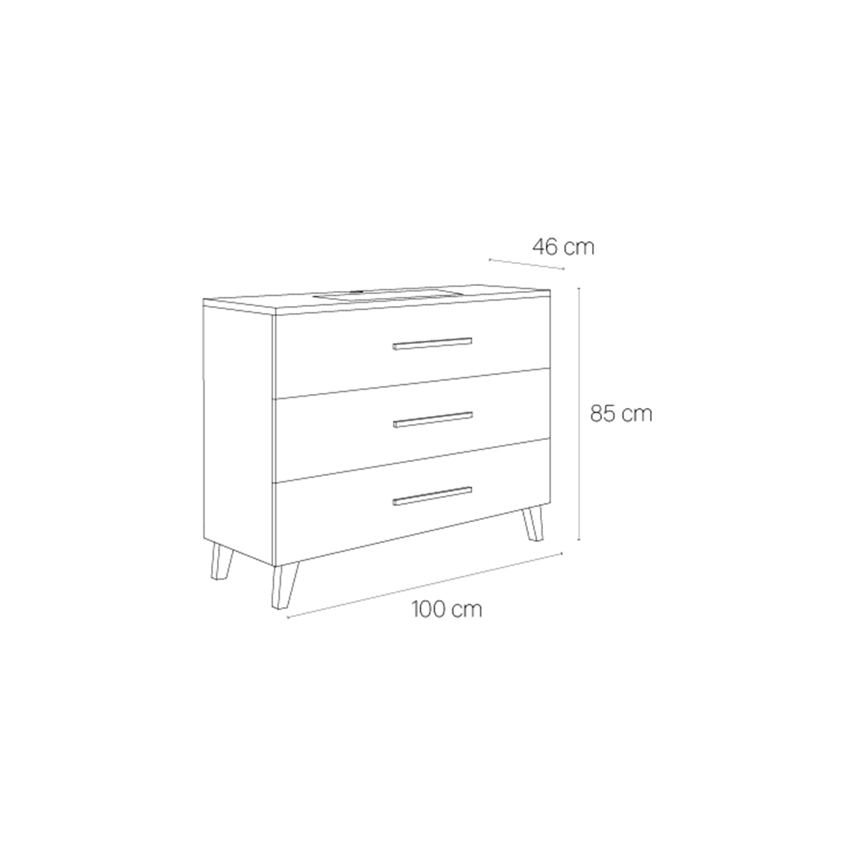 Meuble de salle de bain Fusta à 3 tiroirs