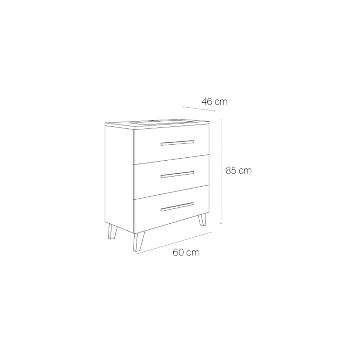 Meuble de salle de bain Fusta à 3 tiroirs