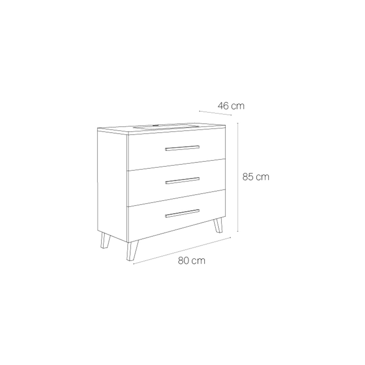 Meuble de salle de bain Fusta à 3 tiroirs