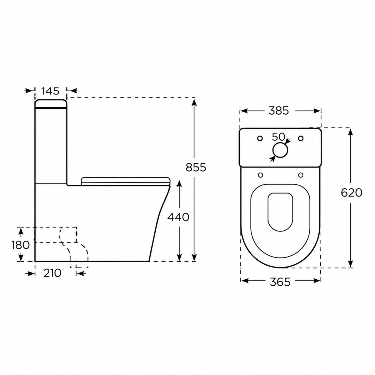 WC à réservoir bas Rimless Lido