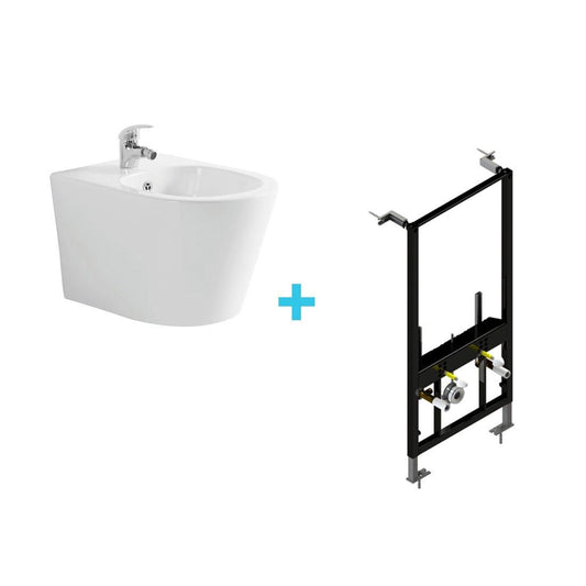 Pack bidé suspendido Bolonia blanco y bastidor - Thebath