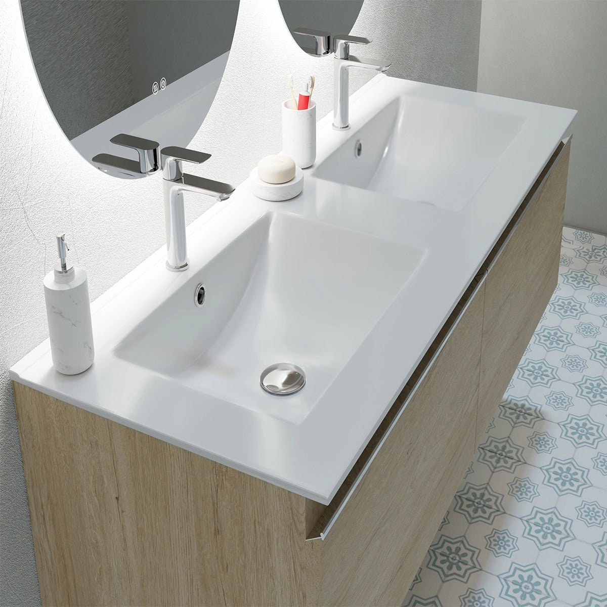 Lavabo doble seno sobre mueble Qoor - Thebath