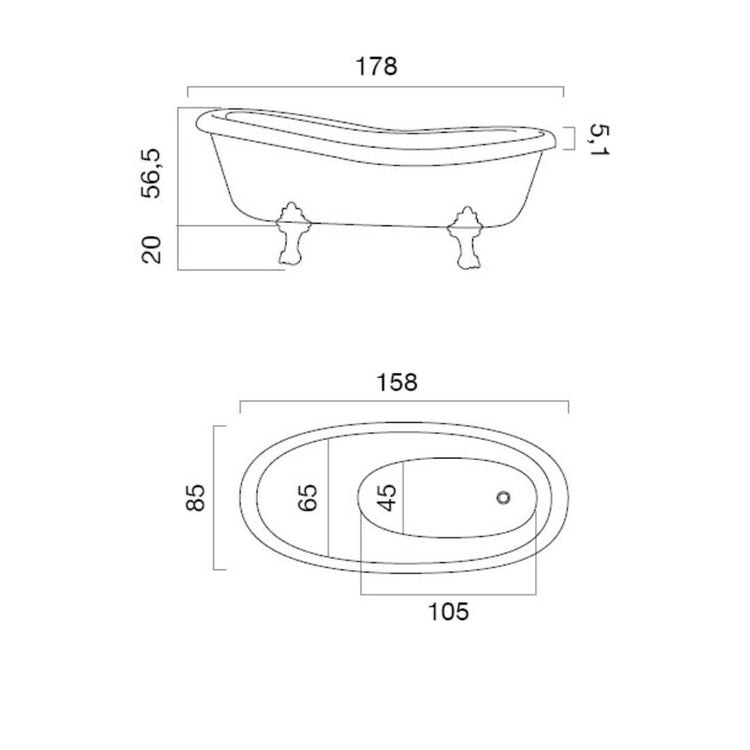 Baignoire sur Pied Andromeda Vintage