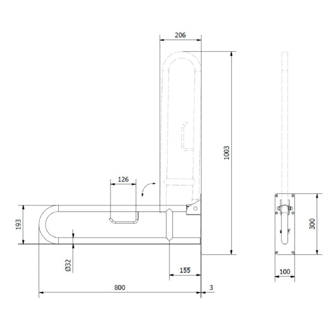 Barra abatible acero inoxidable