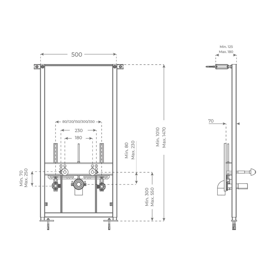 Bastidor de bidé suspendido