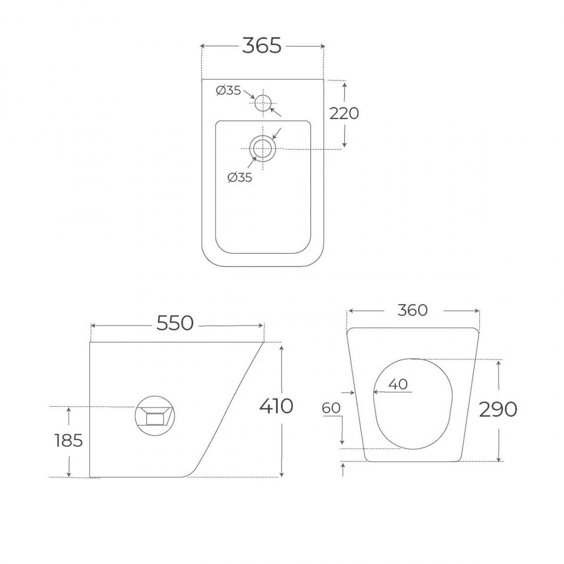 Bidé a suelo gris mate Venecia
