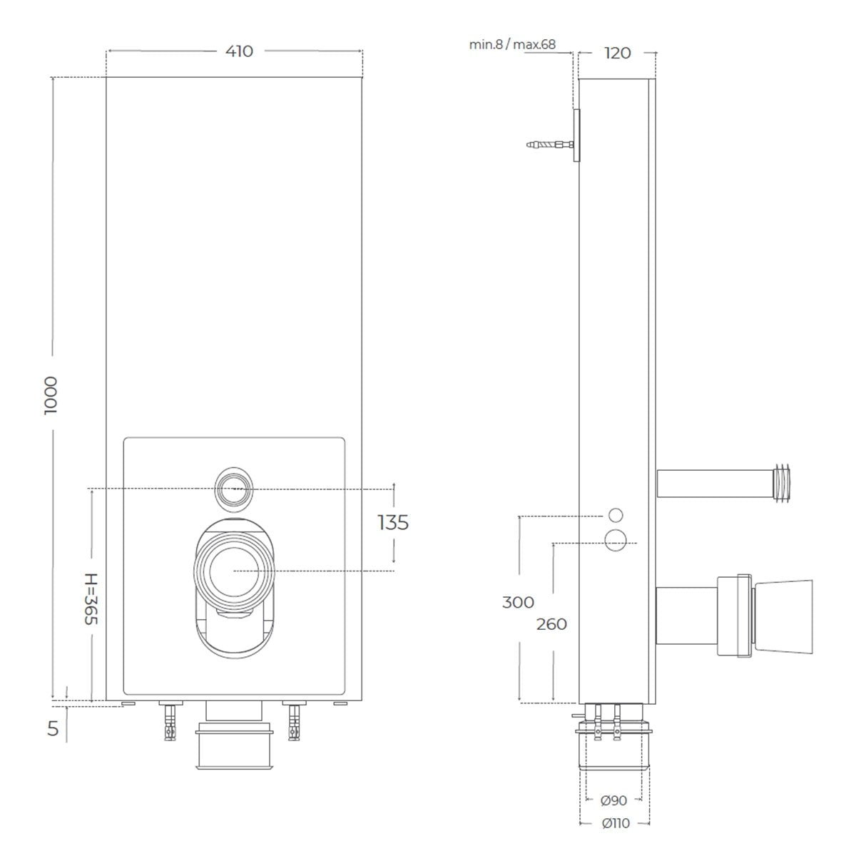 Cisterna vertical vista compacta Empire White - The Bath