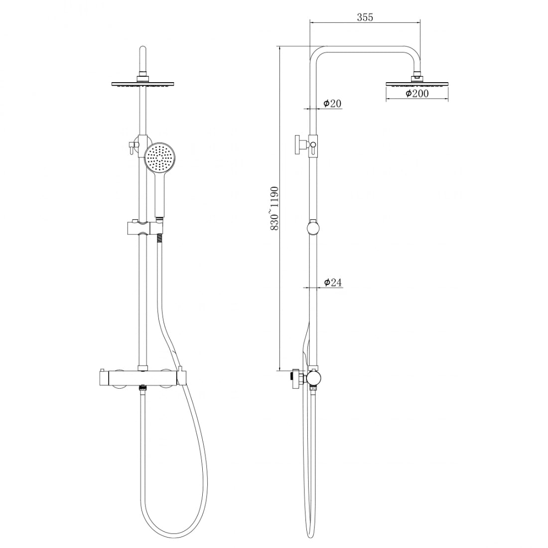 Columna de ducha monomando Nias negra