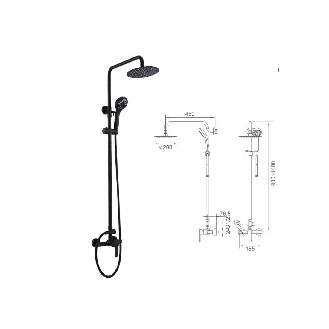 Columna de ducha negra