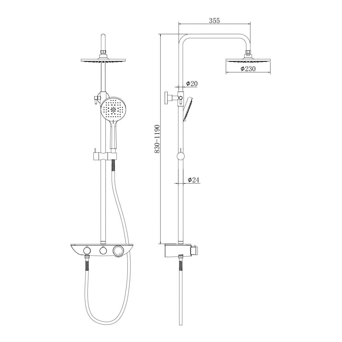 Columna de ducha termostática Fiyi