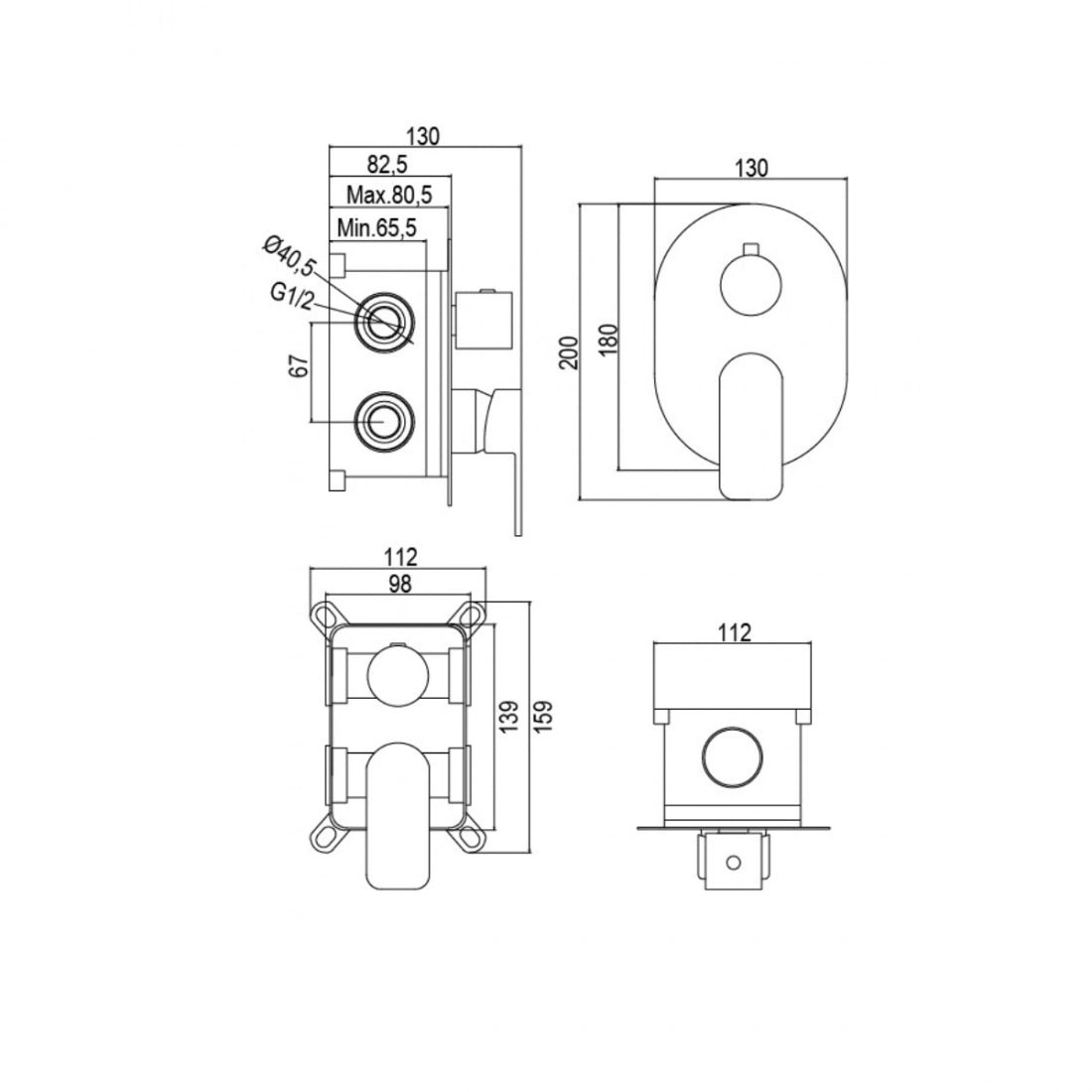 Columna ducha empotrada Tube