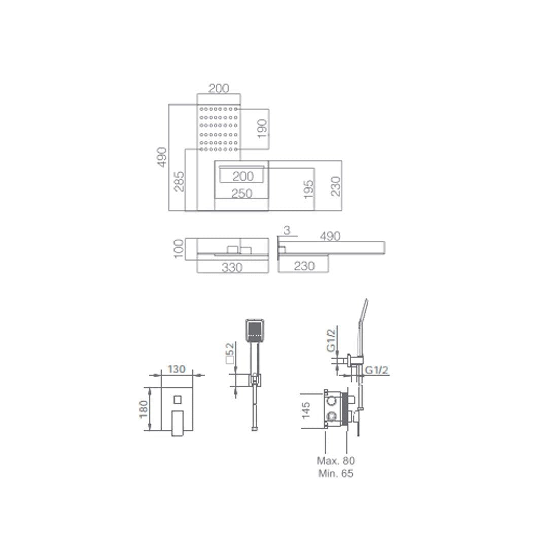 Conjunto ducha empotrada