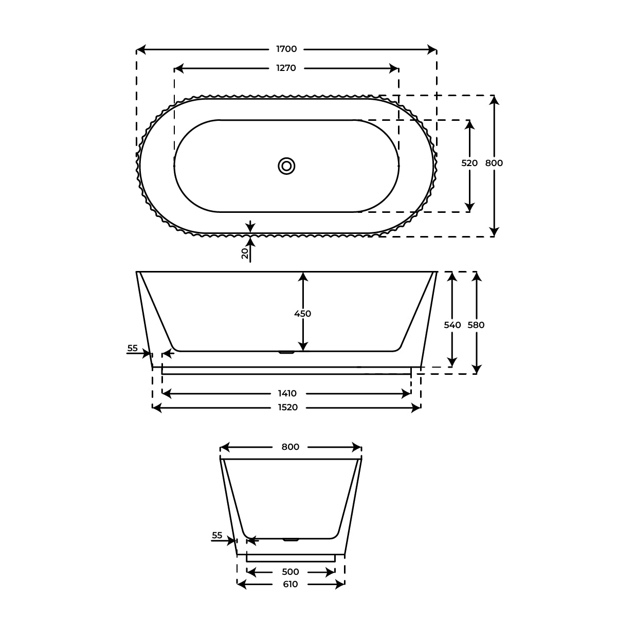 Bañera acrilica ovalada Arisa - Thebath