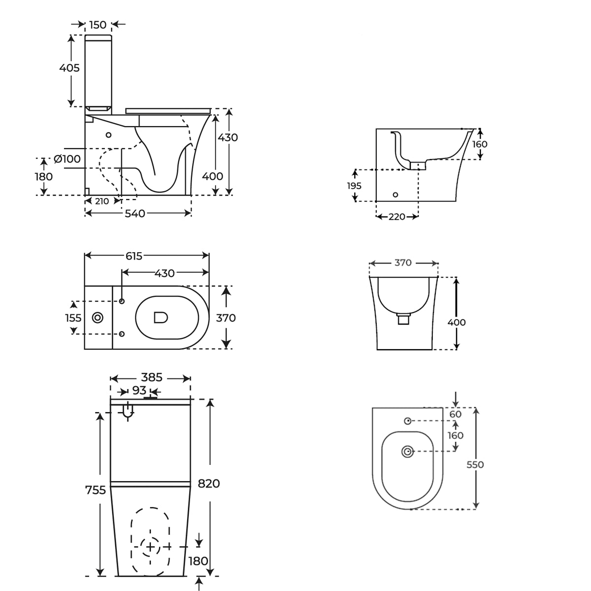 Pack WC + bidet Leto