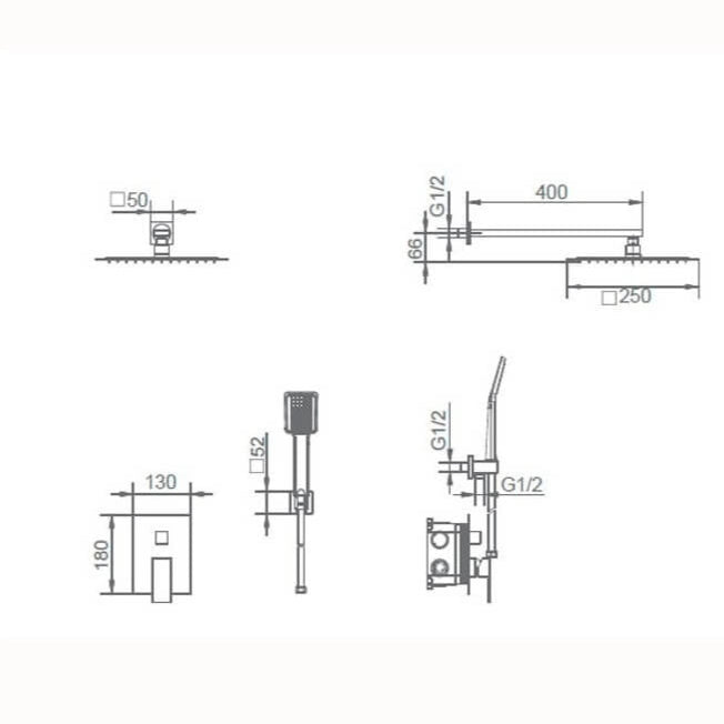 Ducha empotrada Silver