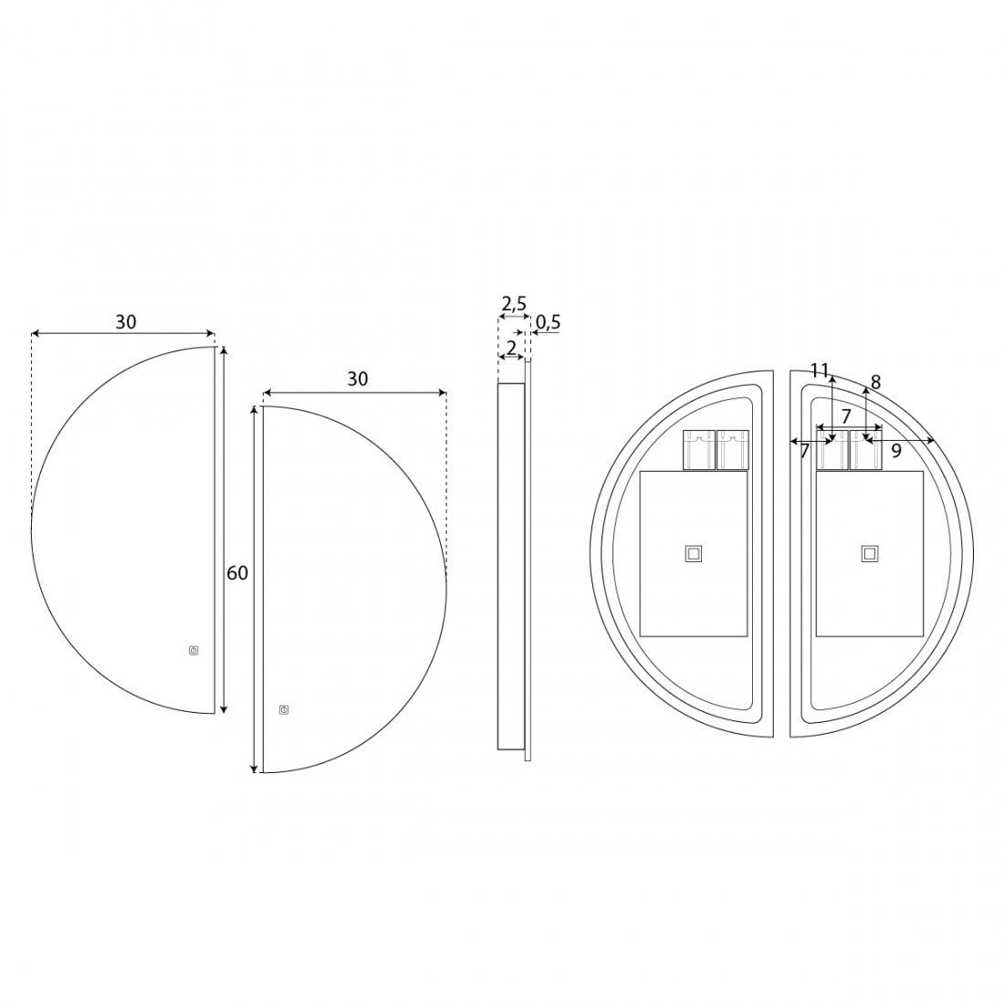 Espejo con luz Marte