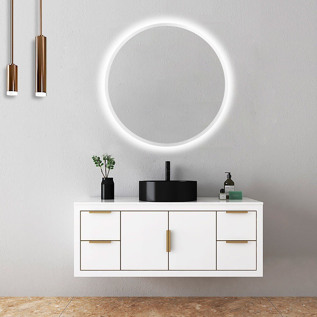 Espejo redondo con luz led Belgica