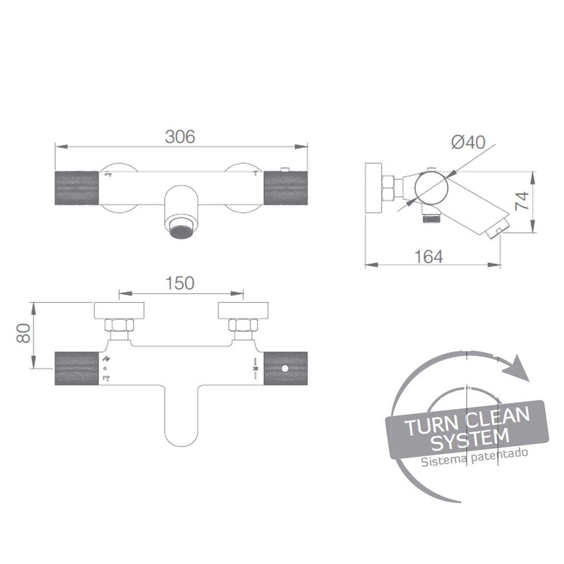 Grifería termostática baño-ducha Line