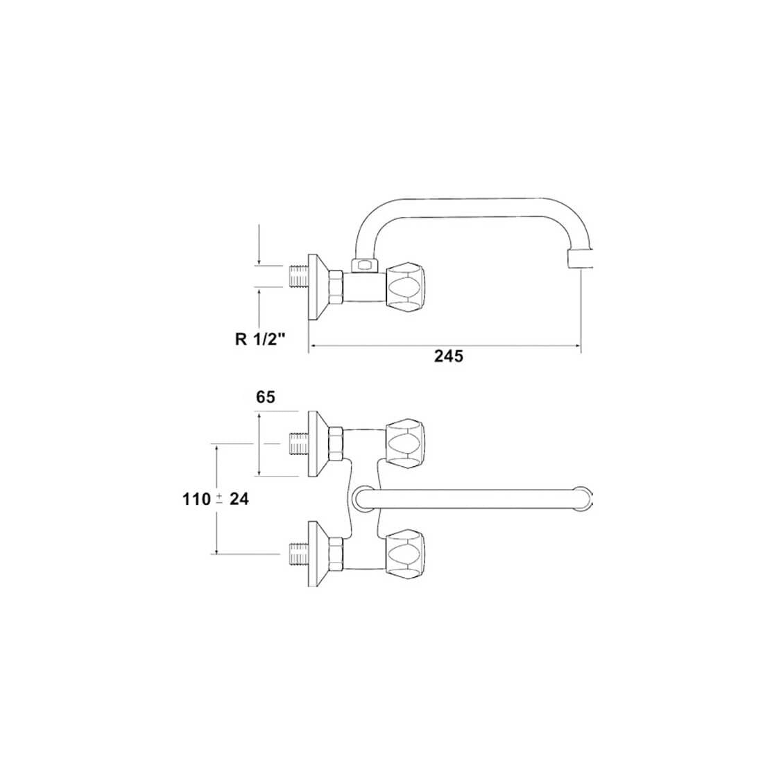 Grifo de cocina Monoblock Mural