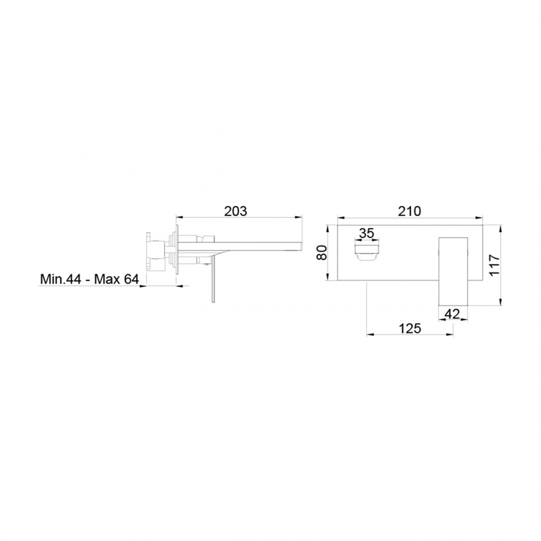 Grifo de lavabo empotrado negro Bold One