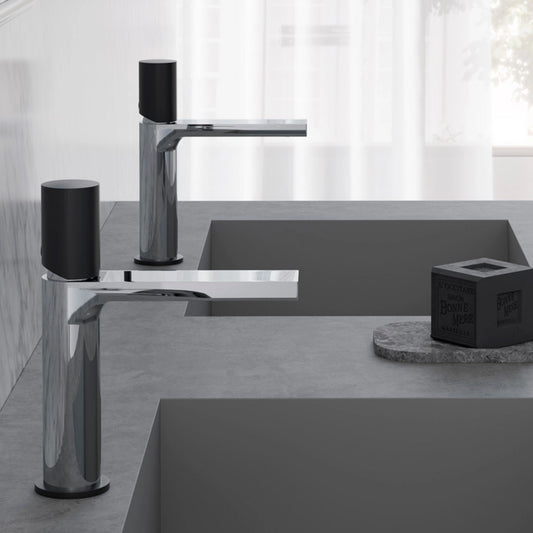 Grifo de lavabo monomando negro y cromo Tube