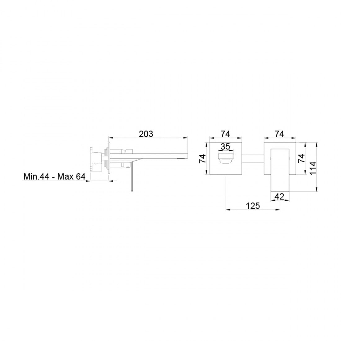 Grifo empotrado para lavabo cromado Bold two