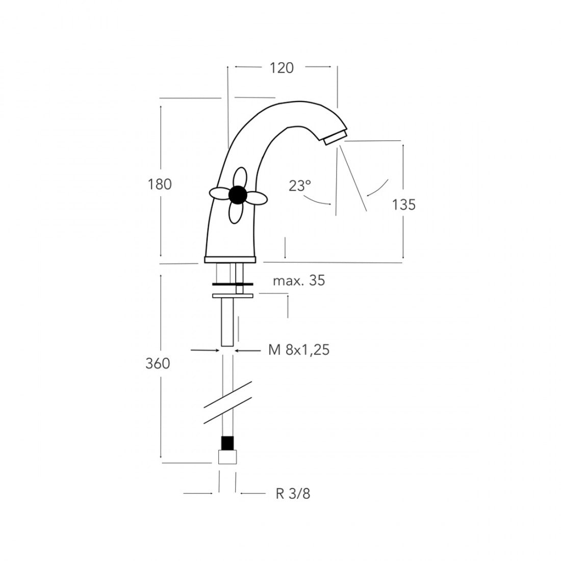 Grifo lavabo cromo Monobloc época