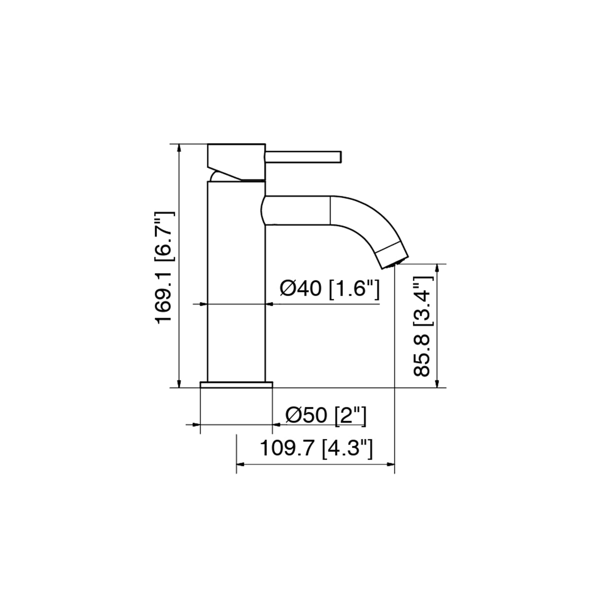 Grifo lavabo liso 17cm Mini 40 - Thebath