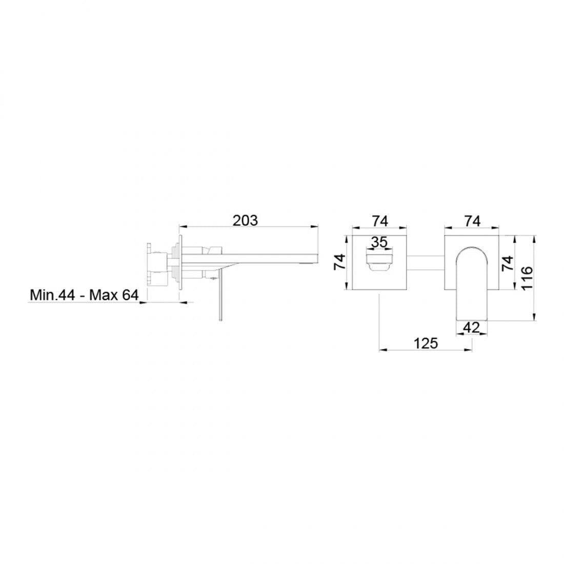Grifo monomando empotrado de lavabo Alpha two negro
