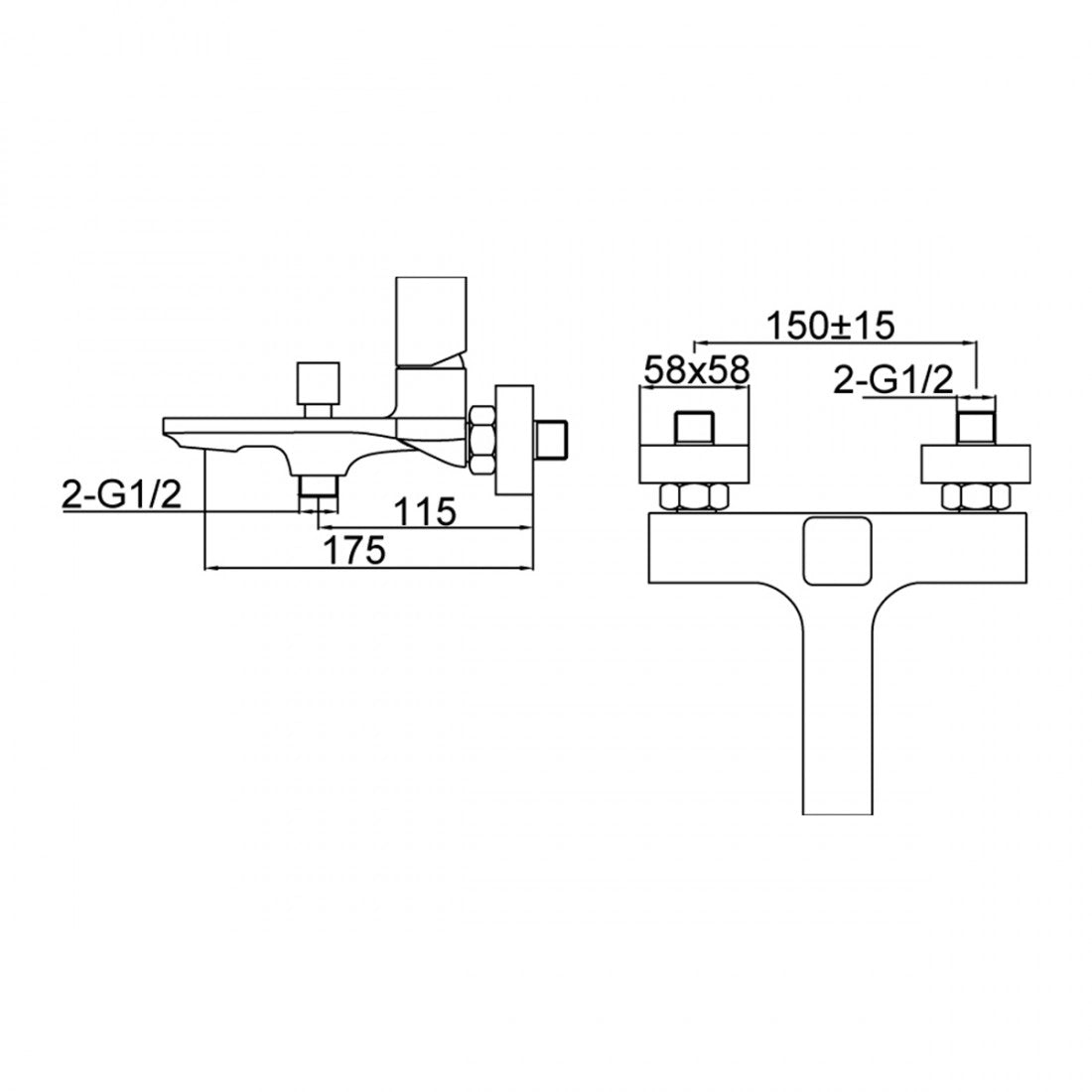 Grifo monomando para bañera cromado QB