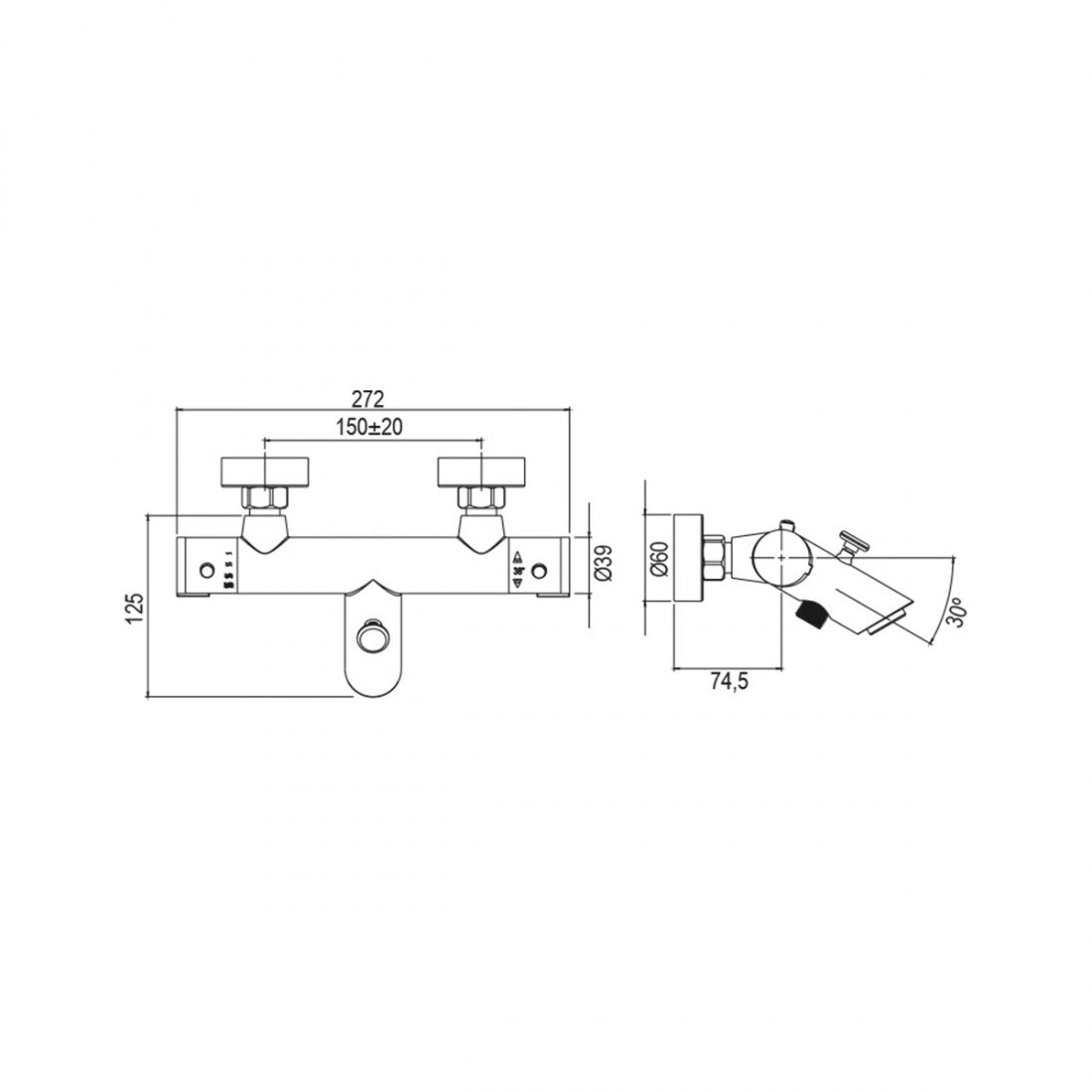 Grifo termostático de bañera Escade