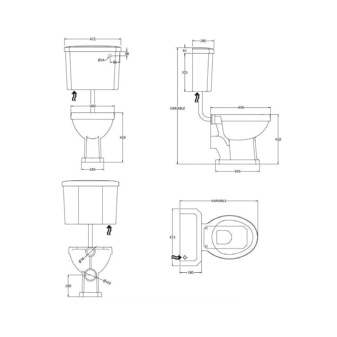 Inodoro Clásico tanque medio York