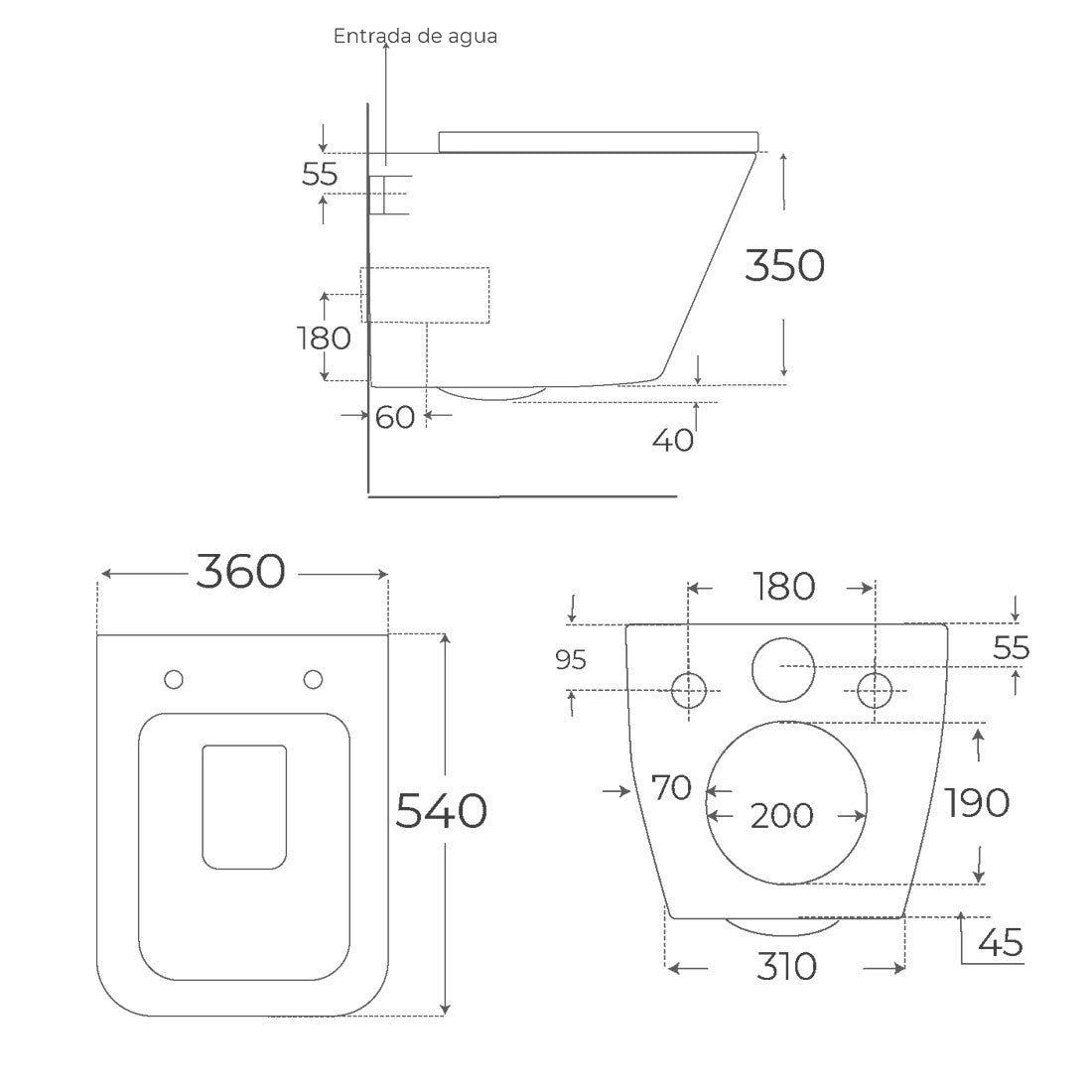 Inodoro suspendido blanco mate Venecia