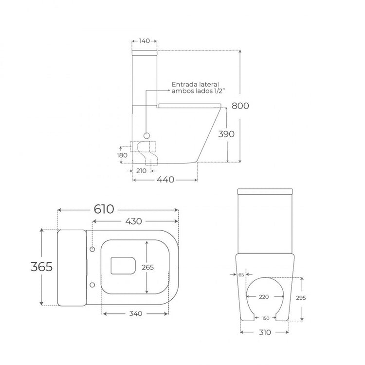 Venice gris mat toilettes à réservoir bas
