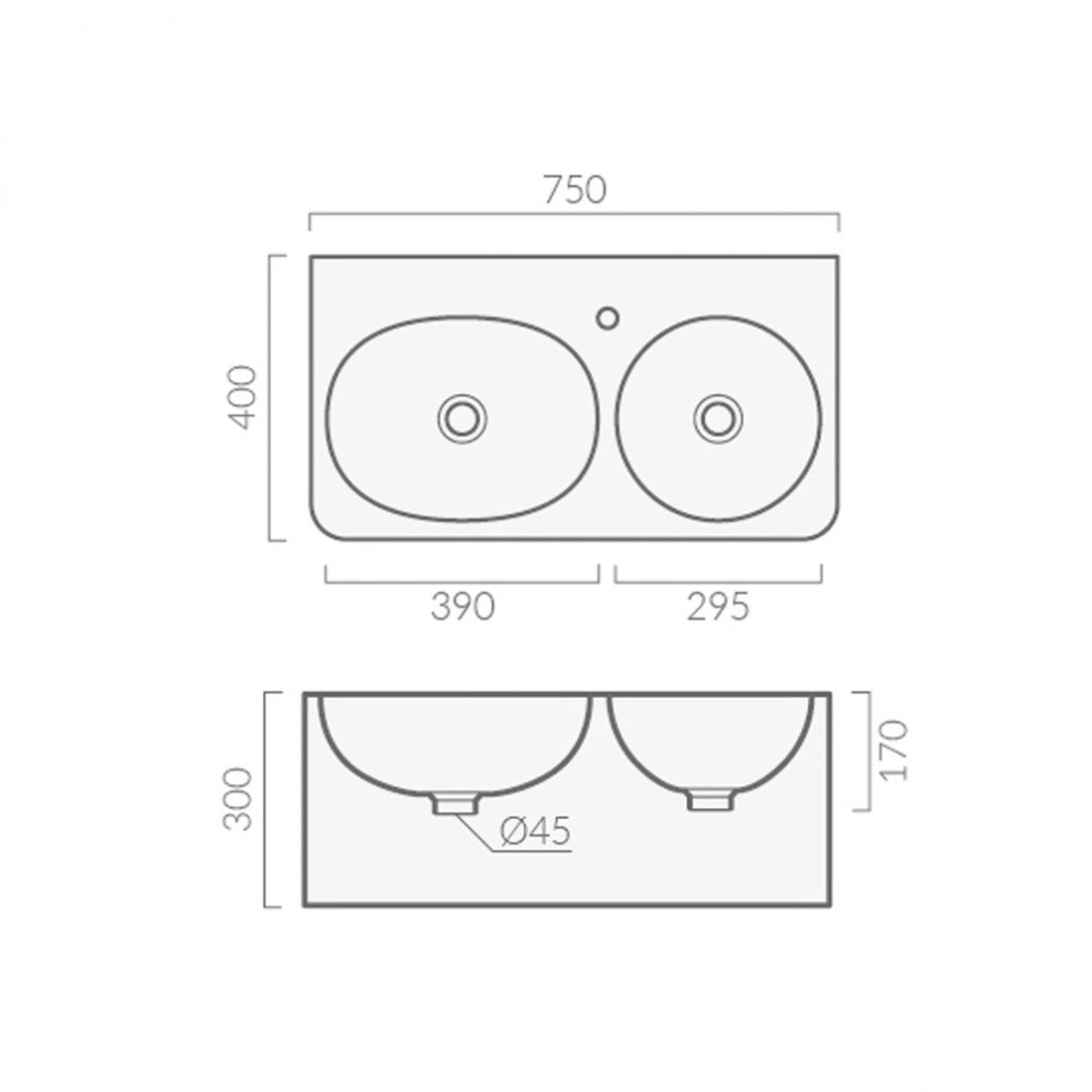 Lavabo doble suspendido Klint