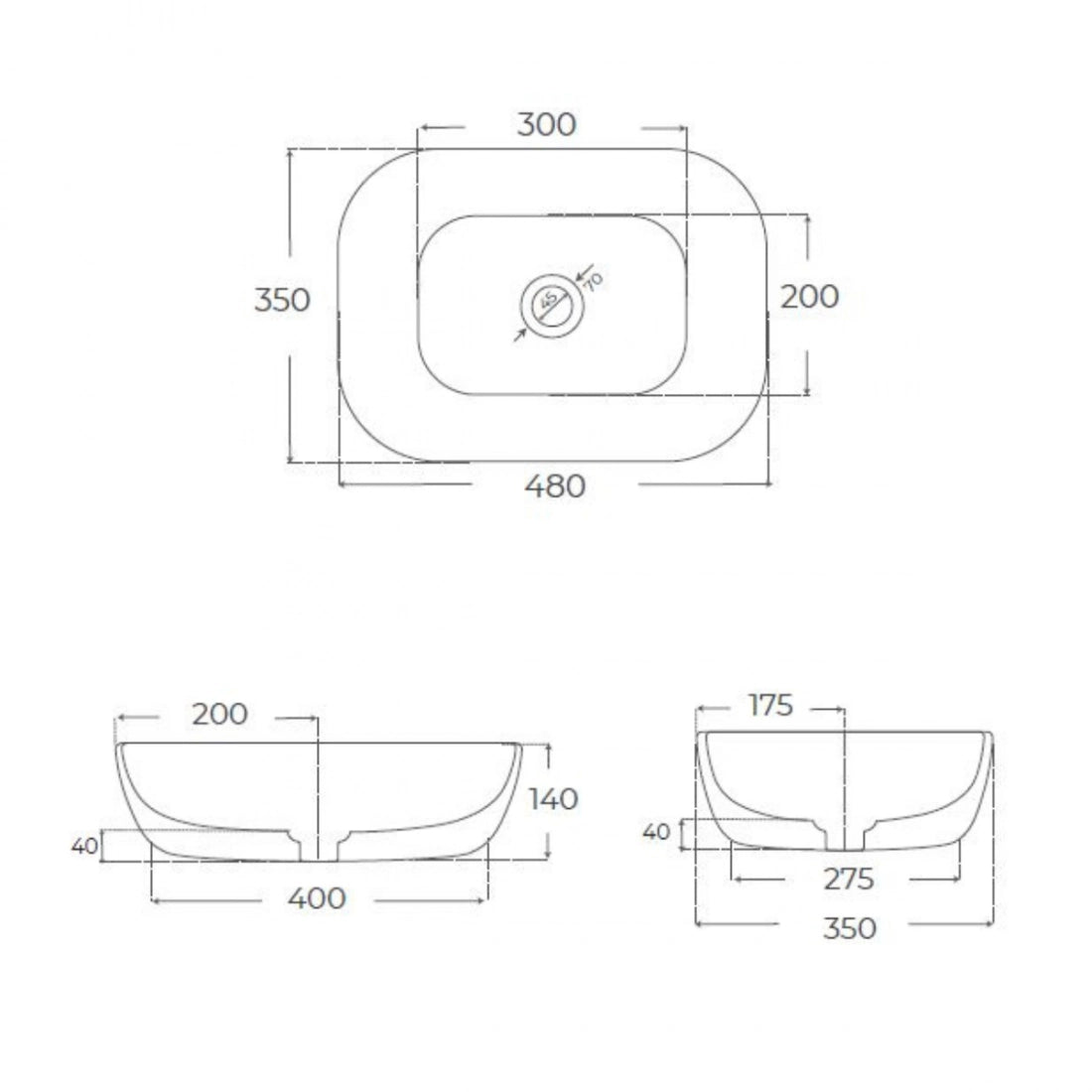 Lavabo pequeño sobre encimera Yaco