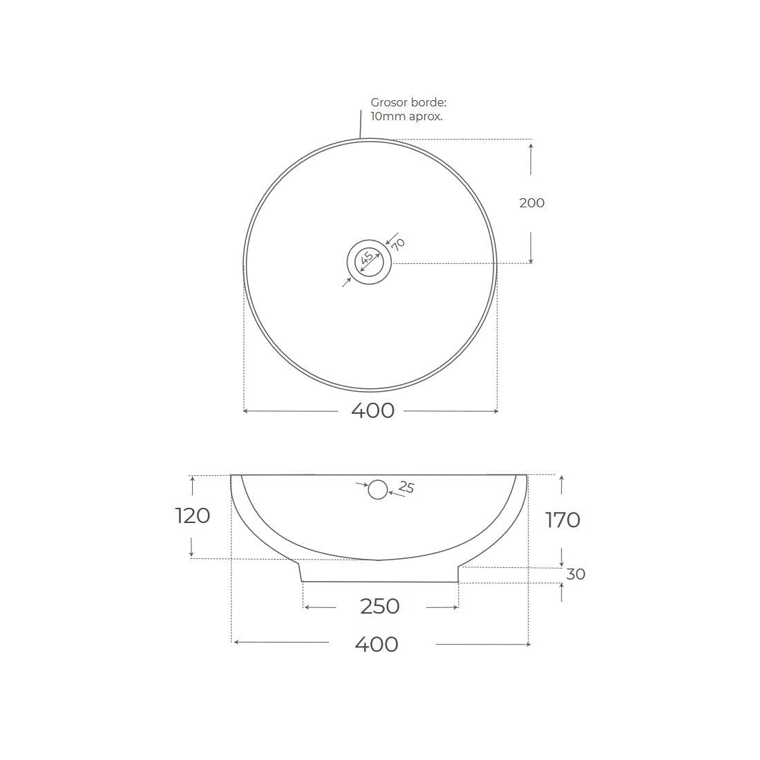 Lavabo sobre encimera Aika