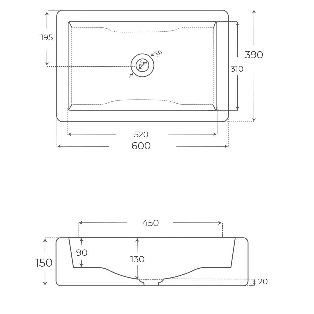 Lavabo sobre encimera Aira - Fossil Natura
