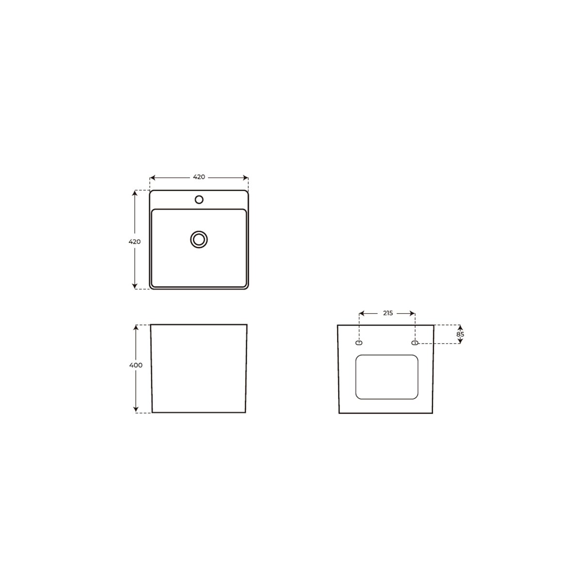 Lavabo suspendido negro mate Ivar - Thebath