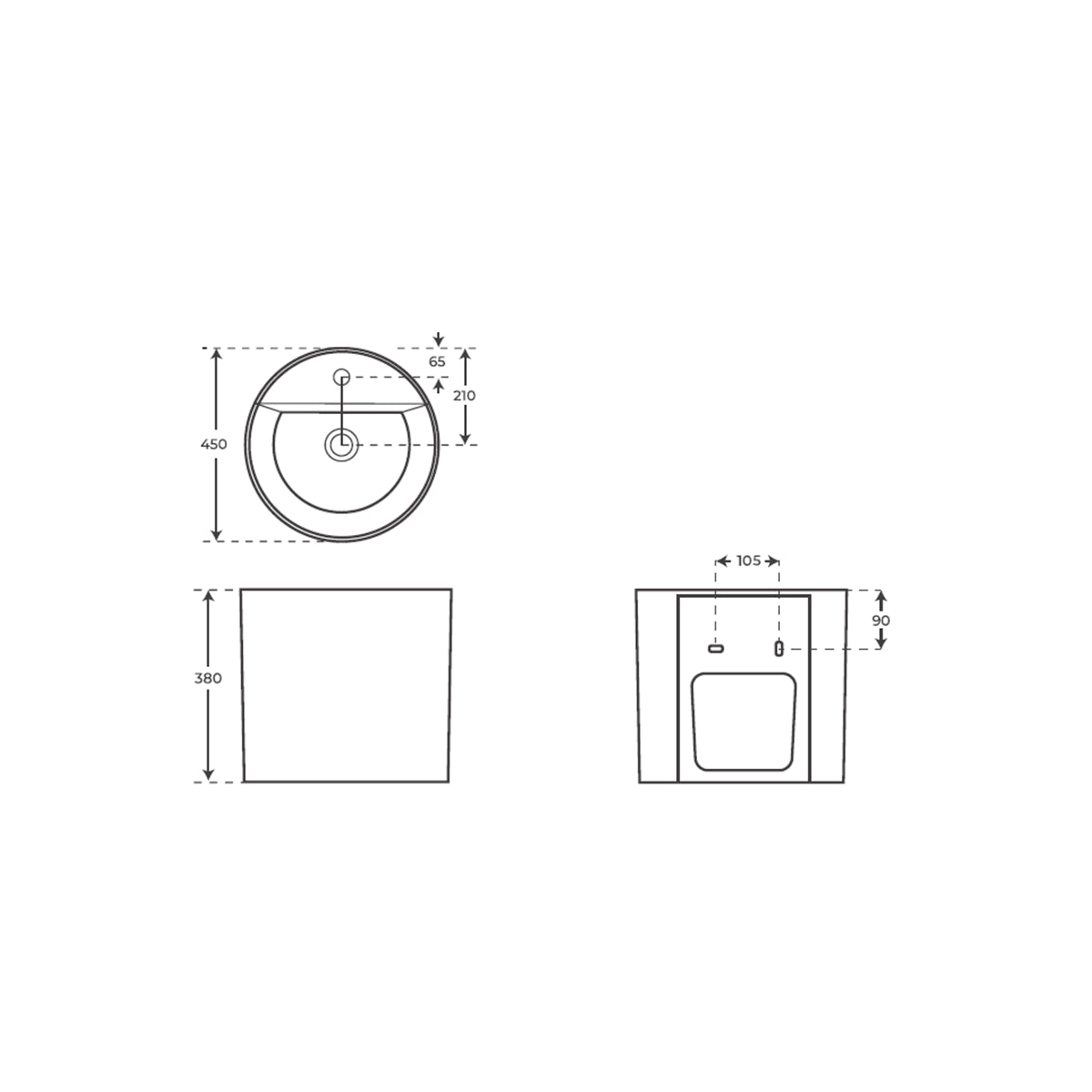 Lavabo suspendido negro mate Levi - Thebath