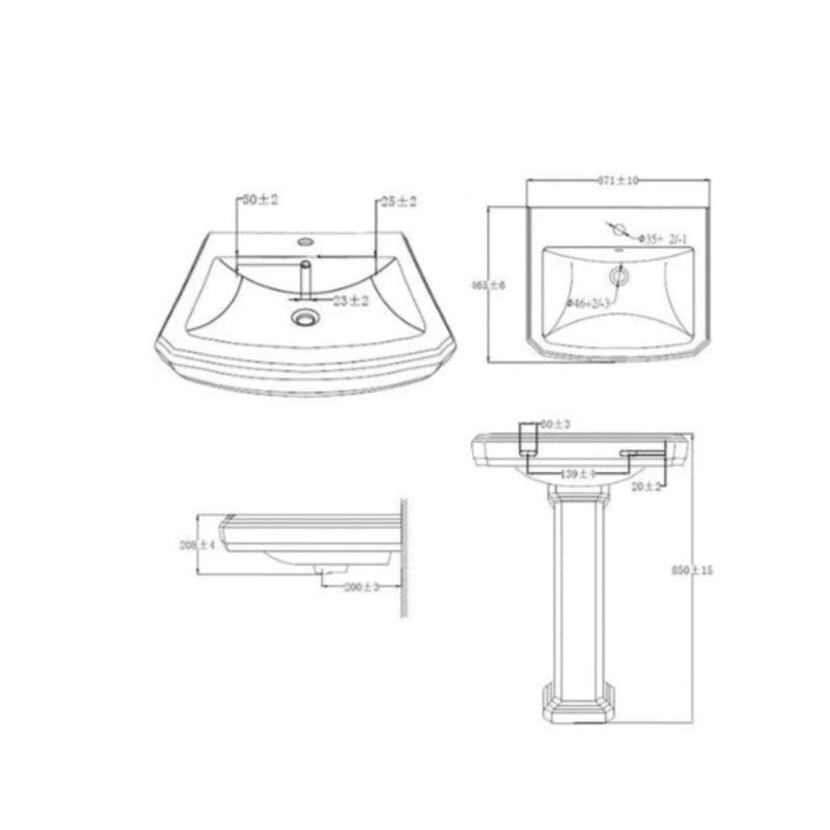Lavabo vintage con pedestal York