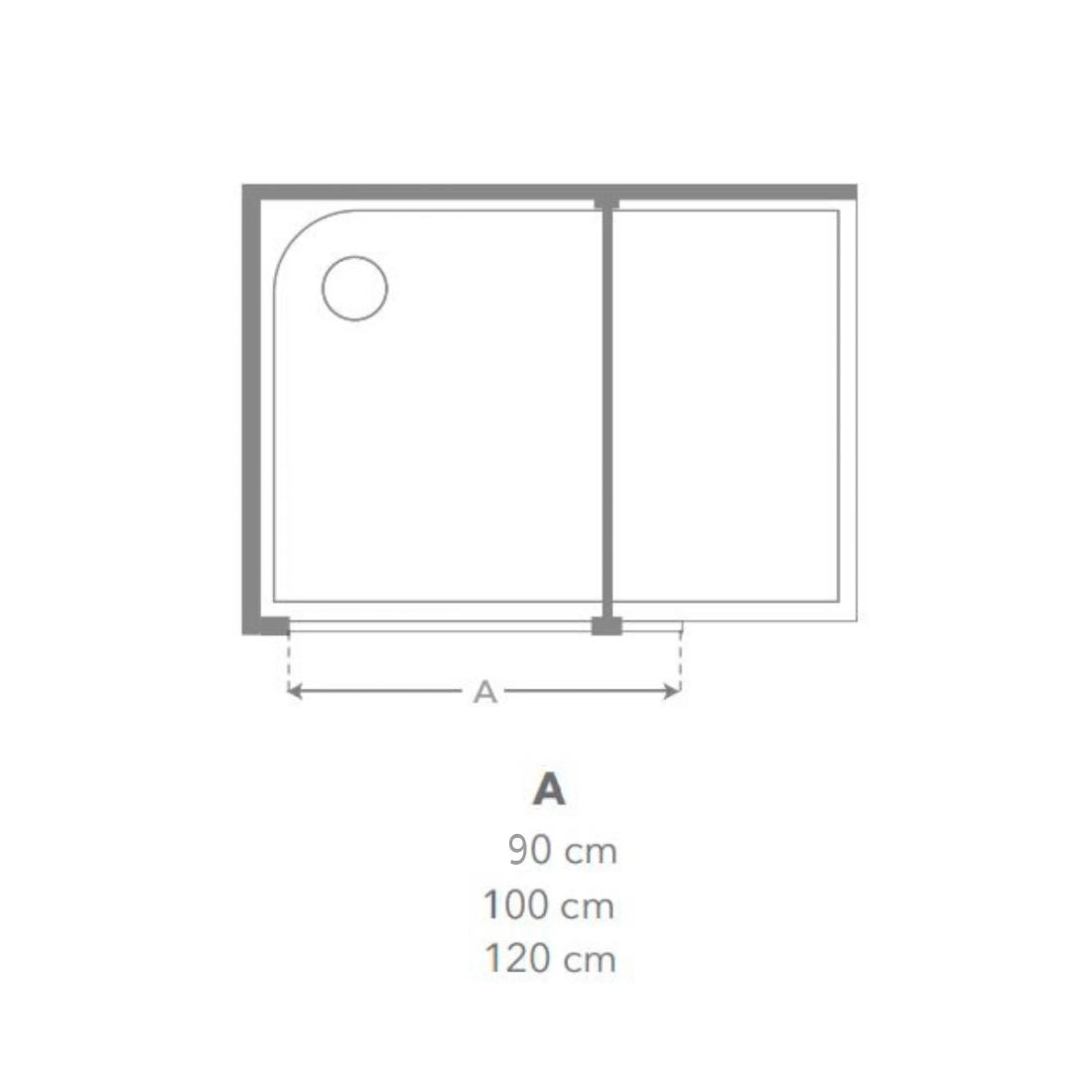 Mampara ducha redonda fija negra Osaka