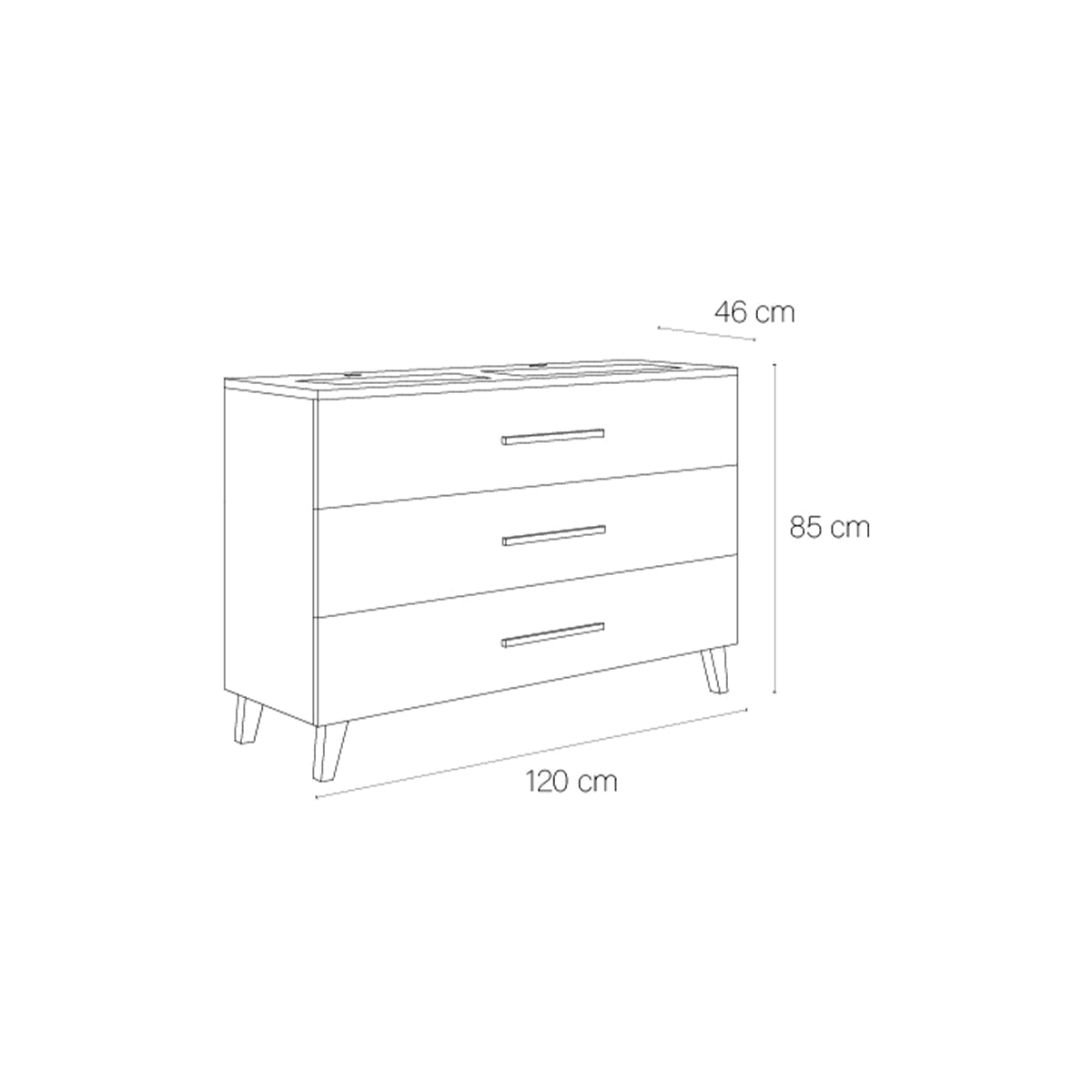 Mueble baño 3 cajones doble seno Fusta - Thebath
