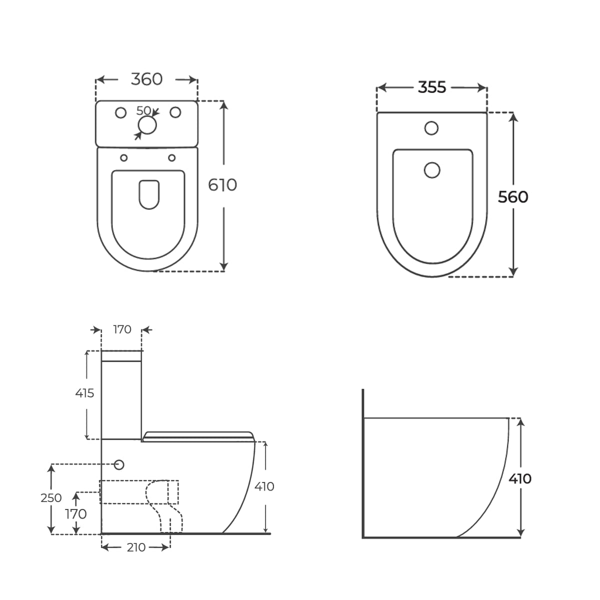 Pack inodoro + bidé blanco mate Elba - The Bath