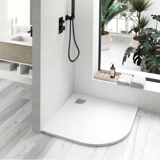Plato ducha esquina de resina Angular