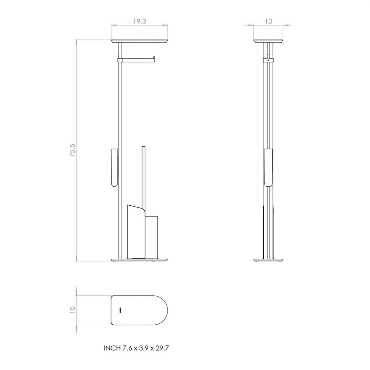 Portarrollos y escobillero de pie Flat - The Bath