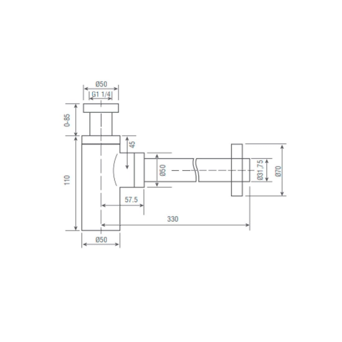 Sifón visto oro cepillado