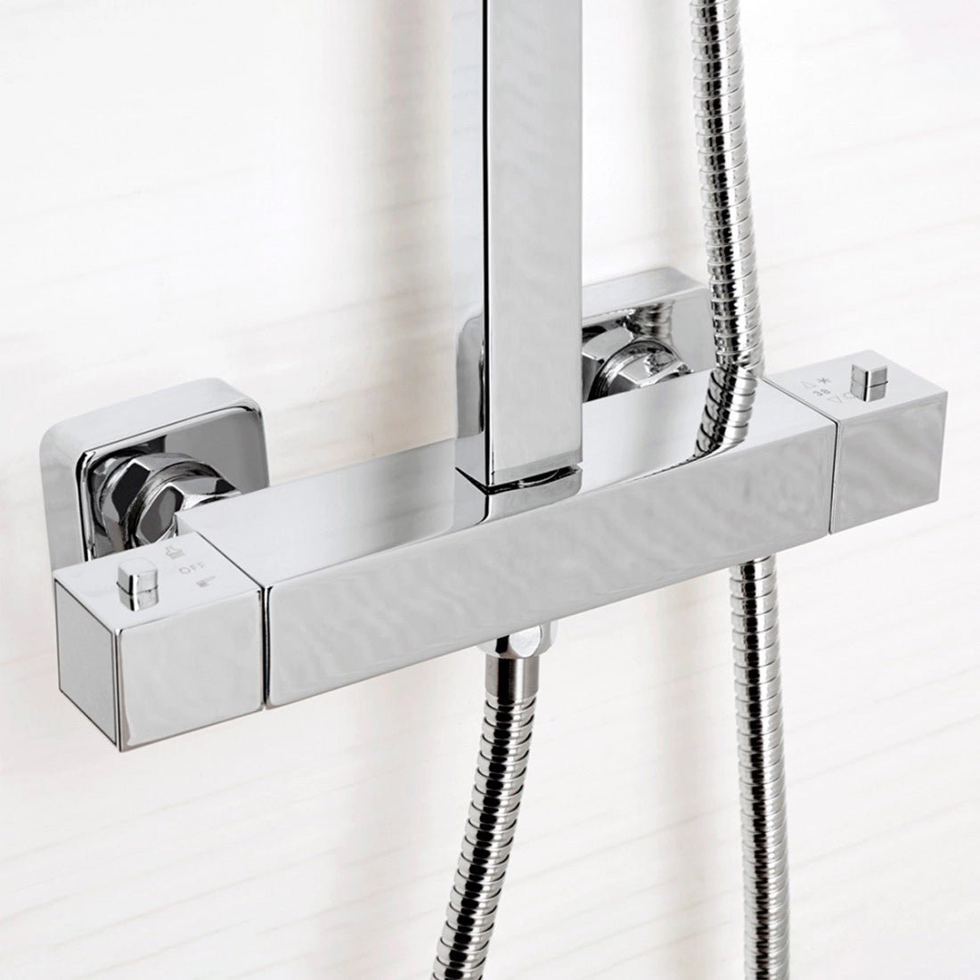 Termostático para ducha con doble toma cromo Quark